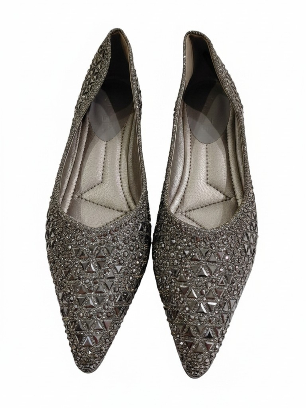 Shein Used Embellished  Pointed Low Heel in Metallic Gray